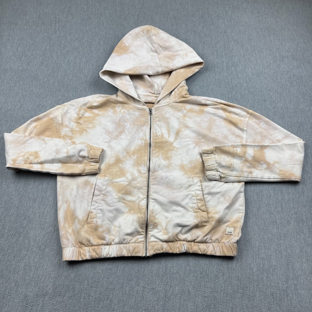 Vuori Hoodie Womens Large‎ L White Brown Laguna Oak Tie Dye Sweatshirt Full Zip